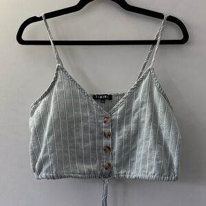 Timing Women's Green/White Striped Crop Top